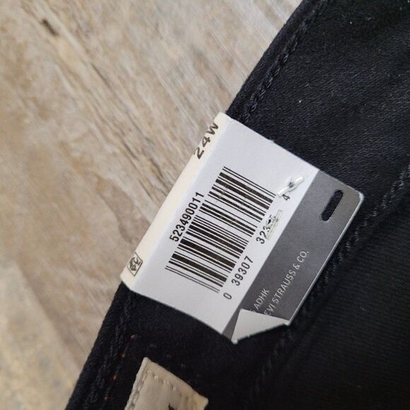 Levi's 501 High Rise Wedgie Skinny Button Fly Jeans Black Distressed Plus 24W - Picture 12 of 14